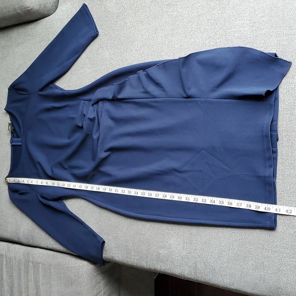 🆕️ MIUSOL Navy Blue Ruched ¾ Sleeve Cascade Ruffle Bodycon Dress SIZE: M - Picture 8 of 12